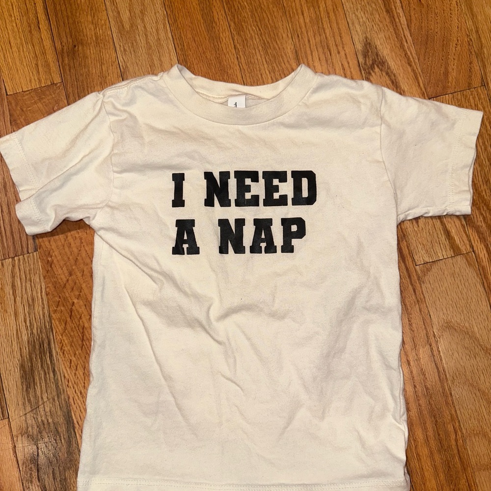 “I Need a Nap” Toddler Cream Shirt with Black Print